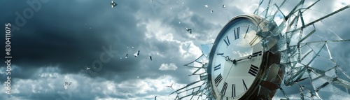 Wallpaper Mural Broken clock reflecting sadness with a gloomy, cloudy sky in the background, isolated, clean white background Torontodigital.ca