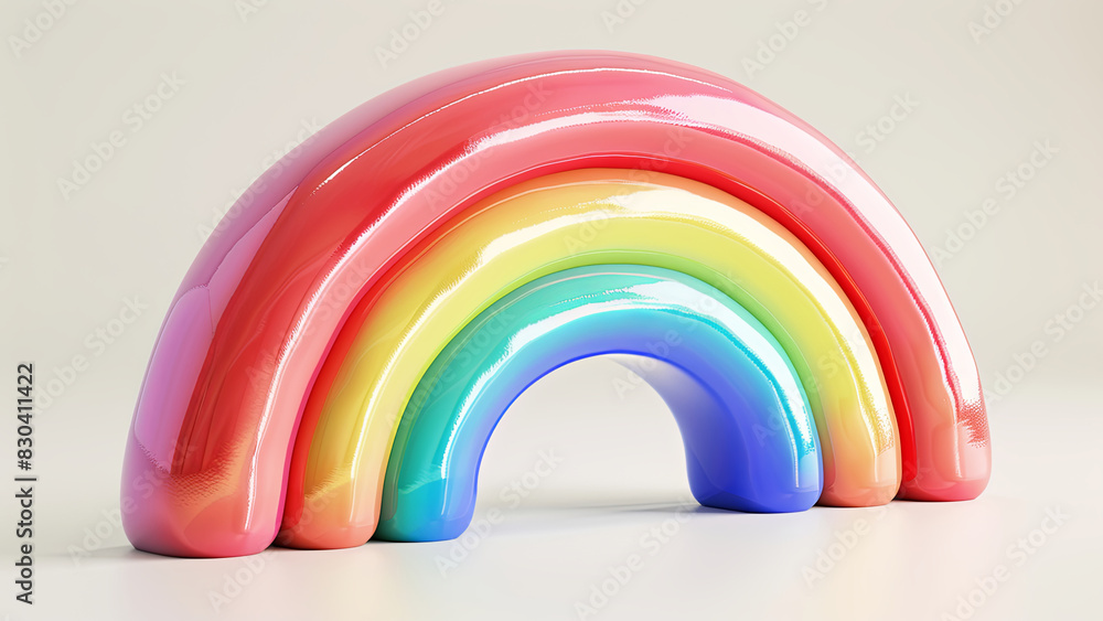 Fototapeta premium Glossy 3D Rainbow Sculpture on a White Background Celebrating Diversity, Hope, and Colorful Positivity