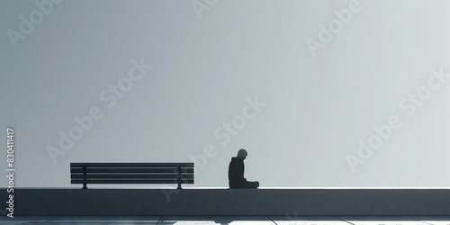 Emptiness (Warm White): The same figure, now seemingly shrouded in a sense of longing and yearning, with their gaze fixed on the distant horizon, hinting at an underlying hope for connection photo