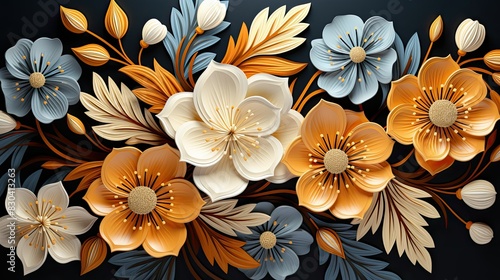 Abstract exotic flowers backgrounds pattern