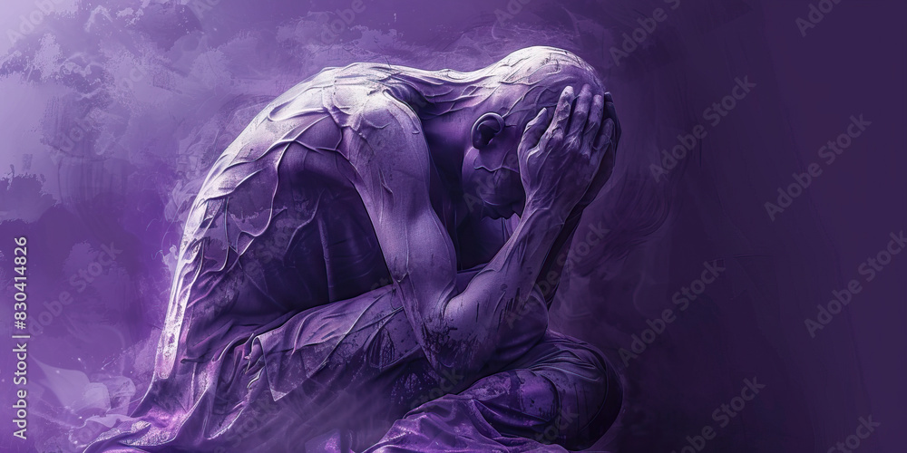 Sorrow and Lamentations: A figure cradled in their arms, head bowed low, basked in the somber glow of a single candle, painting a powerful image of profound grief and mourning Sorrow and Lamentations: A figure cradled in their arms, head bowed low, basked in the somber glow of a single candle, painting a powerful image of profound grief and mourning