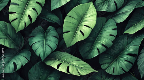 Green leaf texture dark background