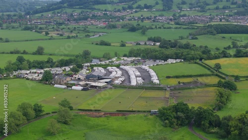Aerial view of campsite in the countryside in the United Kingdom photo