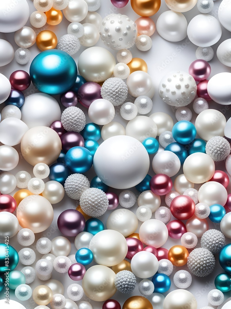 White and golden pearls, beads, 3d render balls, spheres, round shapes backgorund. White and golden pearls, beads, 3d render balls, spheres, round shapes backgorund.