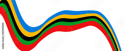 Colored Olympic Games rainbow wavy lines flag symbol isolated. Sport background with rainbow pattern. Abstract wavy stripes of Olympic games colors. vector illustration 
