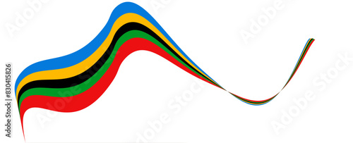 Colored Olympic Games rainbow wavy lines flag symbol isolated. Sport background with rainbow pattern. Abstract wavy stripes of Olympic games colors. vector illustration 