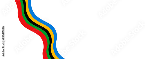 Colored Olympic Games rainbow wavy lines flag symbol isolated. Sport background with rainbow pattern. Abstract wavy stripes of Olympic games colors. vector illustration 
