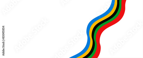 Colored Olympic Games rainbow wavy lines flag symbol isolated. Sport background with rainbow pattern. Abstract wavy stripes of Olympic games colors. vector illustration 