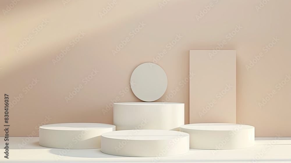 3d minimalist clean and white beigie empty podium 3d minimalist clean and white beigie empty podium