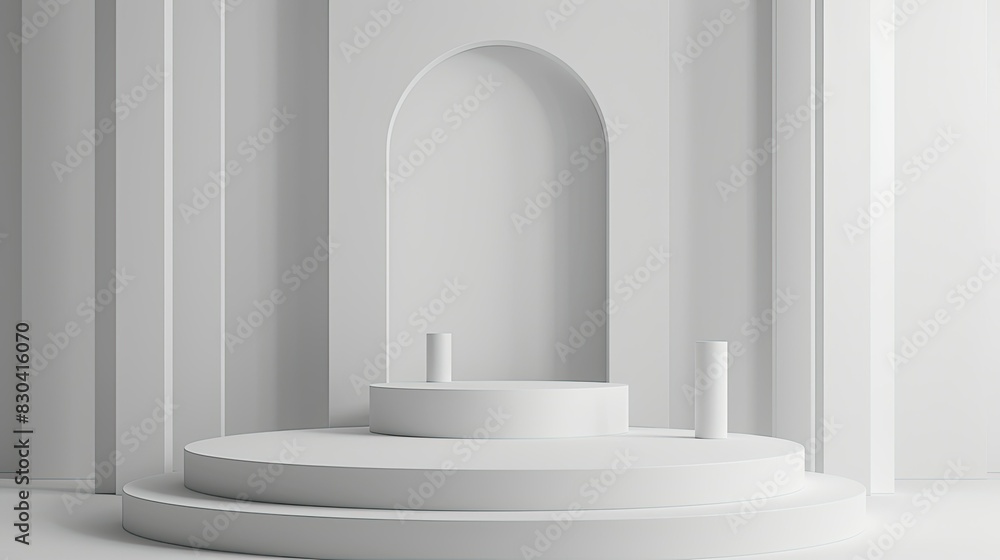 3d minimalist clean and white beigie empty podium 3d minimalist clean and white beigie empty podium