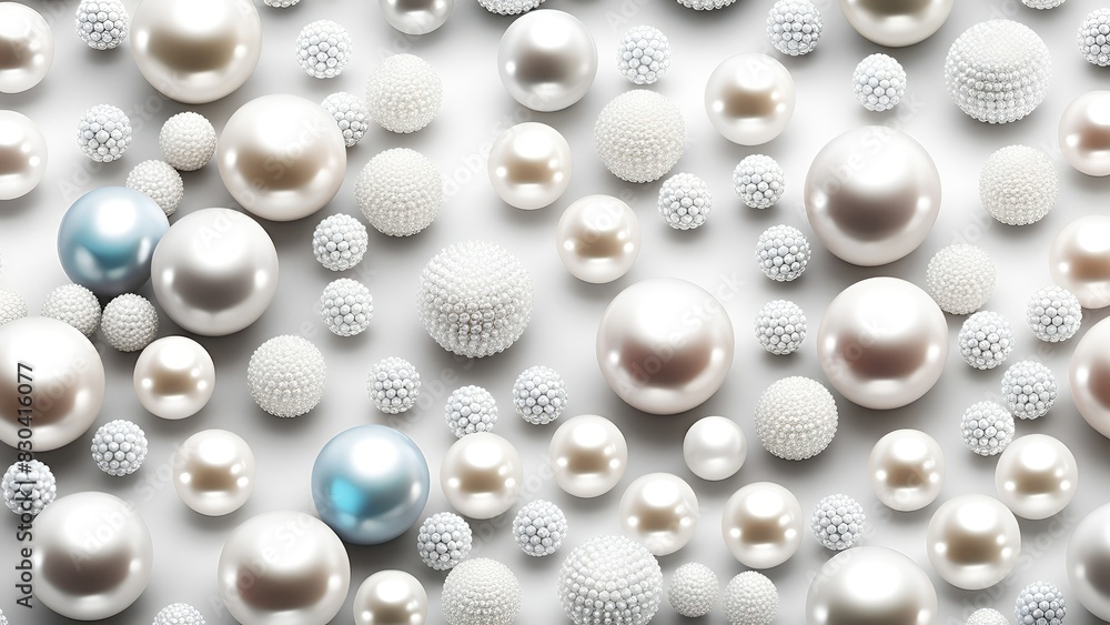 White and golden pearls, beads, 3d render balls, sphares, round shapes backgorund. White and golden pearls, beads, 3d render balls, sphares, round shapes backgorund.