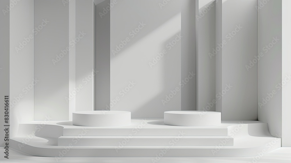 3d minimalist clean and white beigie empty podium 3d minimalist clean and white beigie empty podium