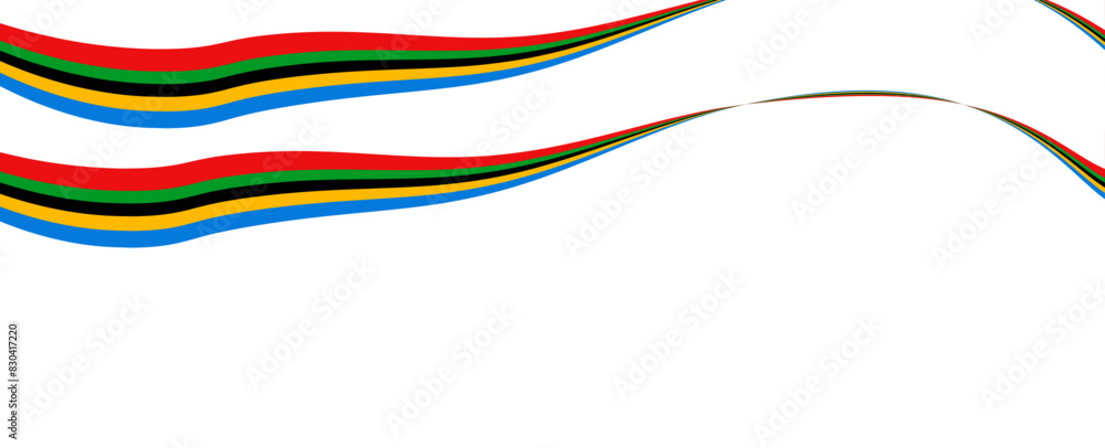 Abstract wavy stripes of Olympic games colors. Banner, flyer, card, cover or backdrop with colorful stripes symbol and copy space for text. Olympic Sports. vector illustration Abstract wavy stripes of Olympic games colors. Banner, flyer, card, cover or backdrop with colorful stripes symbol and copy space for text. Olympic Sports. vector illustration