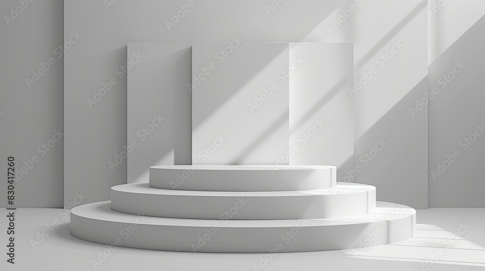 3d minimalist clean and white beigie empty podium 3d minimalist clean and white beigie empty podium