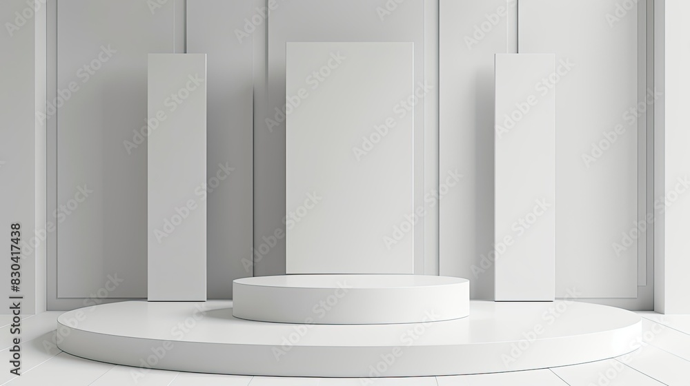 3d minimalist clean and white beigie empty podium 3d minimalist clean and white beigie empty podium