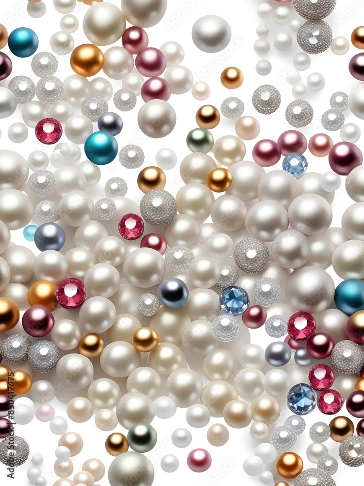 White and golden pearls, beads, 3d render balls, sphares, round shapes backgorund. White and golden pearls, beads, 3d render balls, sphares, round shapes backgorund.