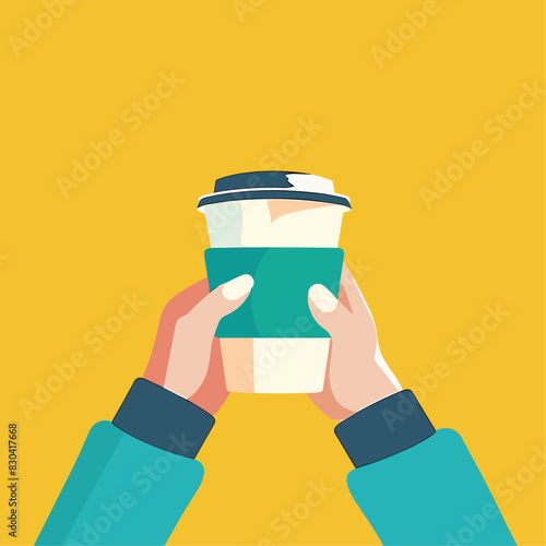 A person taking a break with a coffee