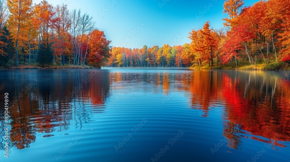 autumn lake reflections, in the serene autumn morning, a lake mirrors the vibrant tree foliage, painting a picturesque scene of natures beauty autumn lake reflections, in the serene autumn morning, a lake mirrors the vibrant tree foliage, painting a picturesque scene of natures beauty