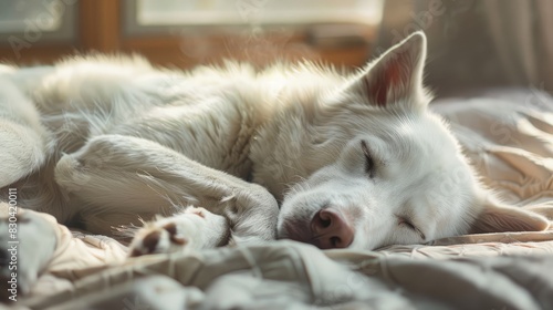 Wallpaper Mural Sleeping white dog Torontodigital.ca