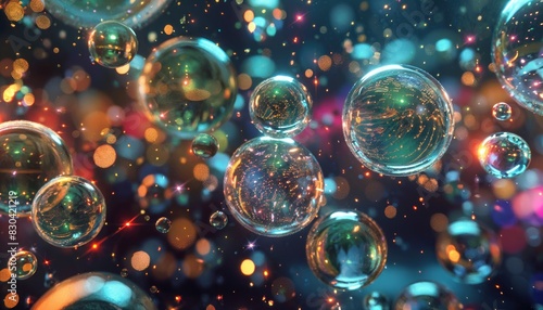 Infinite bouncing spheres of iridescent bytes and pixels, tech for everything photo