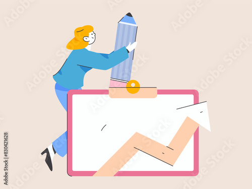 Check-in character flat vector concept operation hand-drawn illustration 