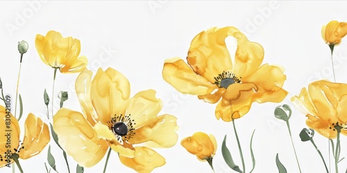 Fototapeta Naklejka Na Ścianę i Meble -  yellow watercolor flowers illustration
