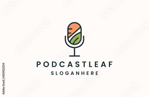 leaf podcast logo icon vector design illustration