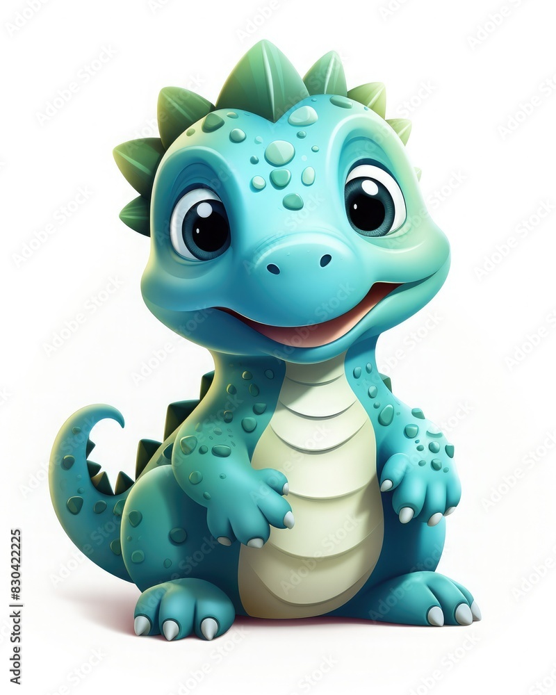 Cute blue baby dragon with big eyes and a friendly smile. Cute blue baby dragon with big eyes and a friendly smile.