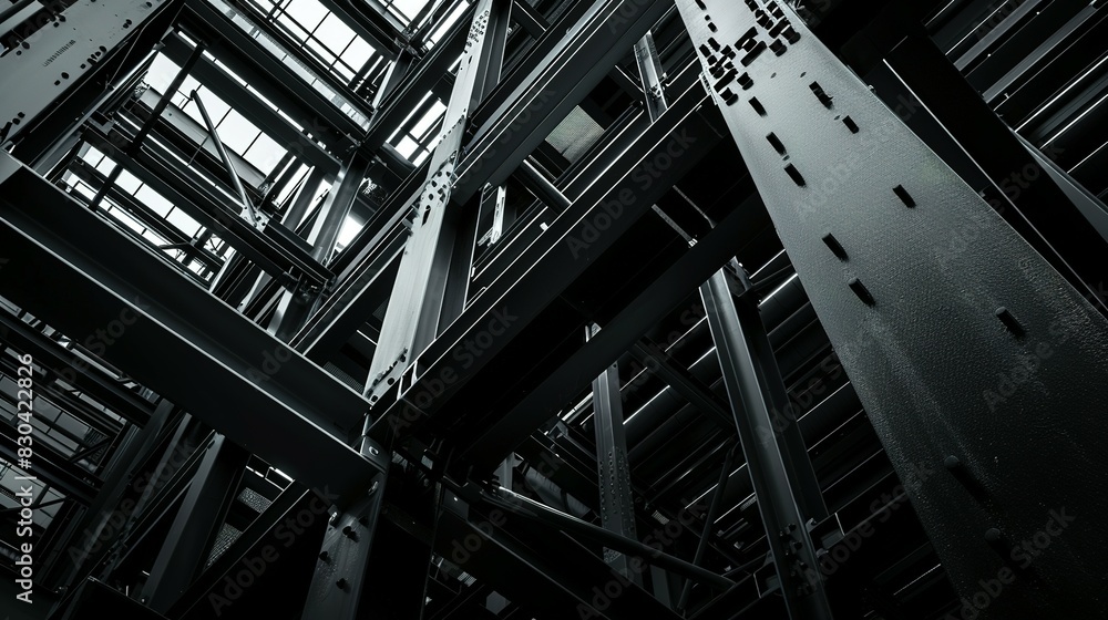 Steel structure building construction background dark colors