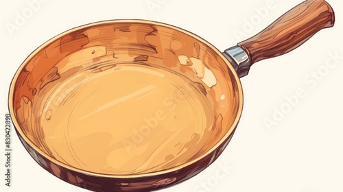 Hand drawn doodle icon of a frying pan for cooking food available as a stock 2d photo