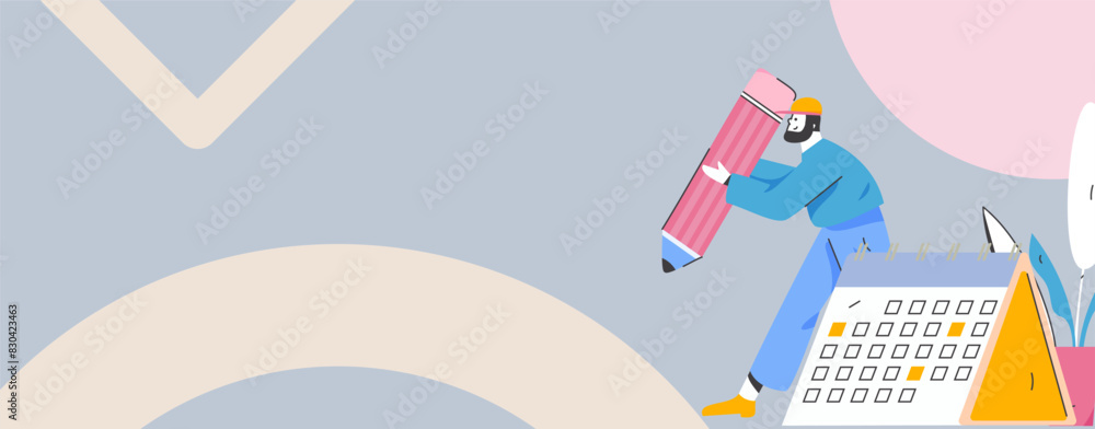 Fototapeta premium Check-in character flat vector concept operation hand-drawn illustration 