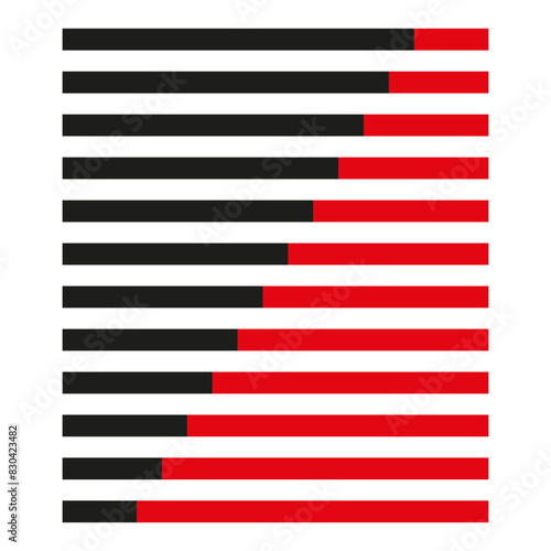 Abstract black red lines. Horizontal stripes pattern. Vector geometric design. Minimalistic modern art.