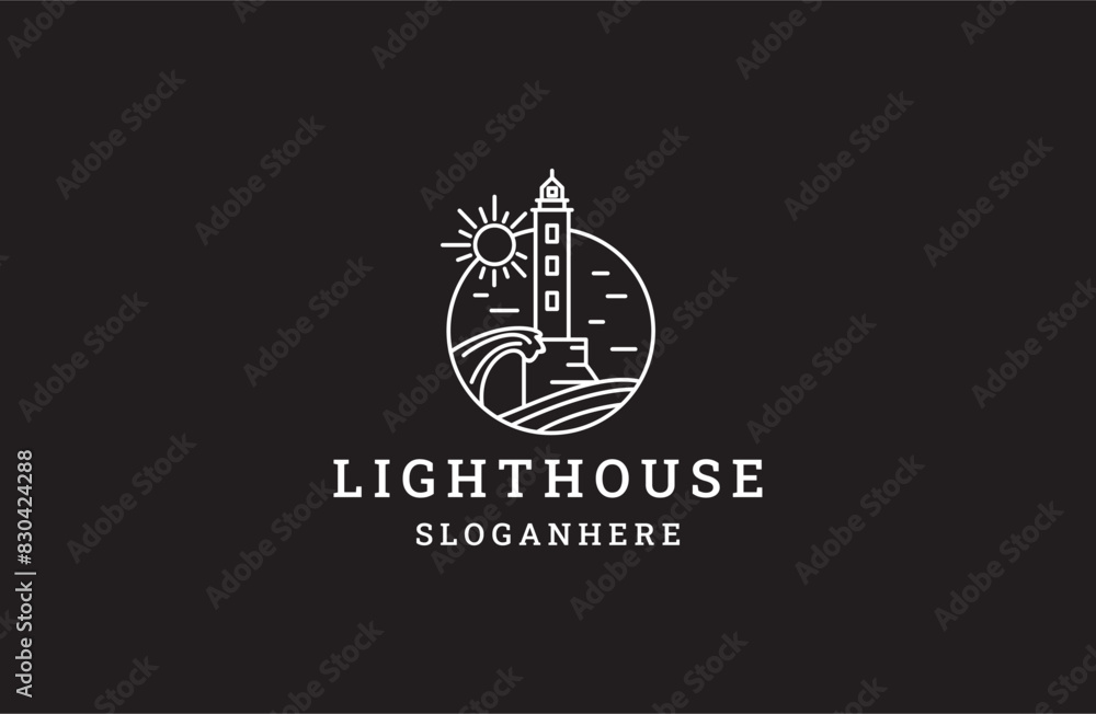 light house logo concept illustration on black background