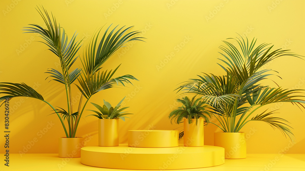 pedestal shelf and niche palm trees leaves tropical pedestal shelf and niche palm trees leaves tropical