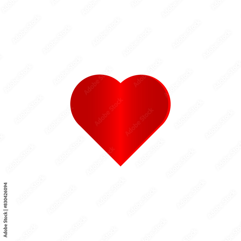 3D heart vector design. Romantic love shiny red color heart sign symbol or icon for wedding birthday invitation or valentine poster card or banner isolated 