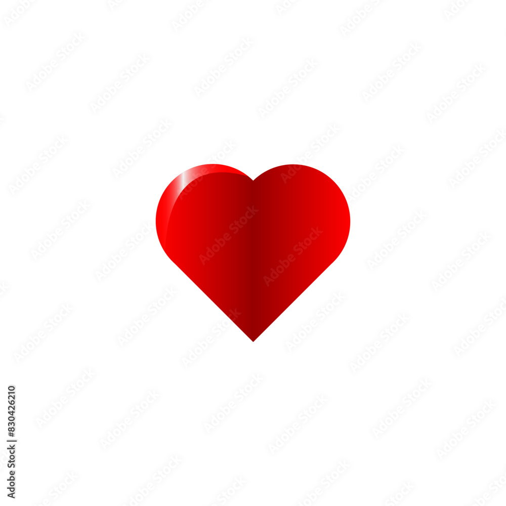 3D heart vector design. Romantic love shiny red color heart sign symbol or icon isolated on white background for wedding birthday invitation or valentine poster card or banner. 