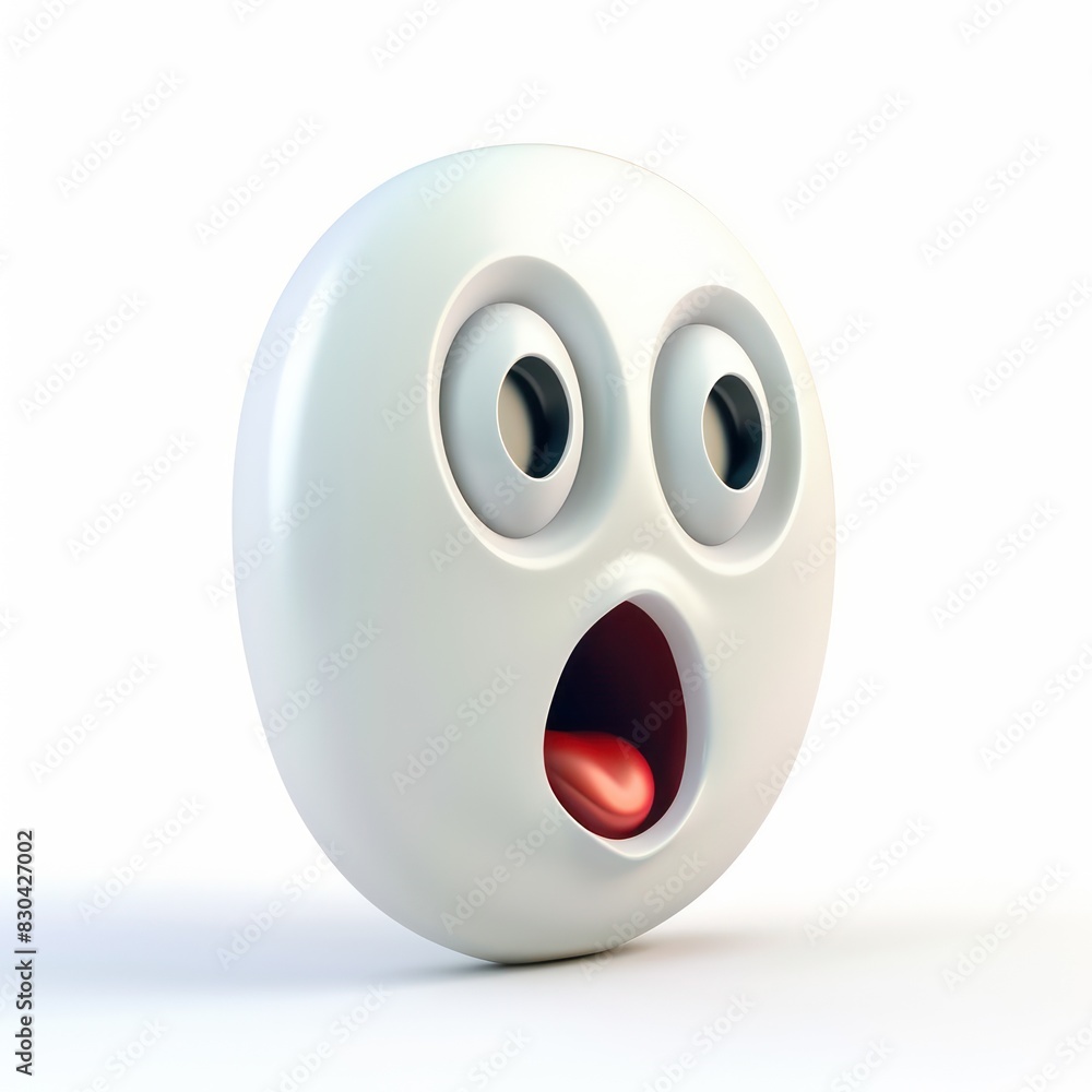 Fototapeta premium tridimensional icon with surprised expression isolated on a white background, simple and funny