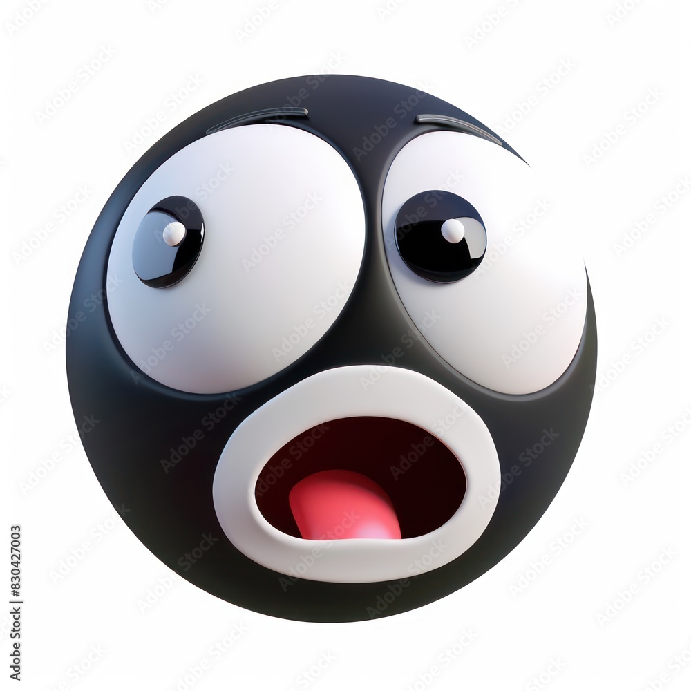 Fototapeta premium tridimensional icon with surprised expression isolated on a white background, simple and funny