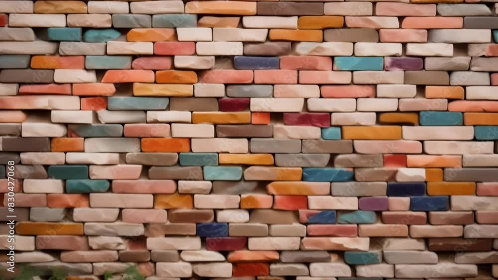 A close-up of a colorful brick wall, featuring a variety of vibrant hues and an eclectic arrangement of bricks. A close-up of a colorful brick wall, featuring a variety of vibrant hues and an eclectic arrangement of bricks.