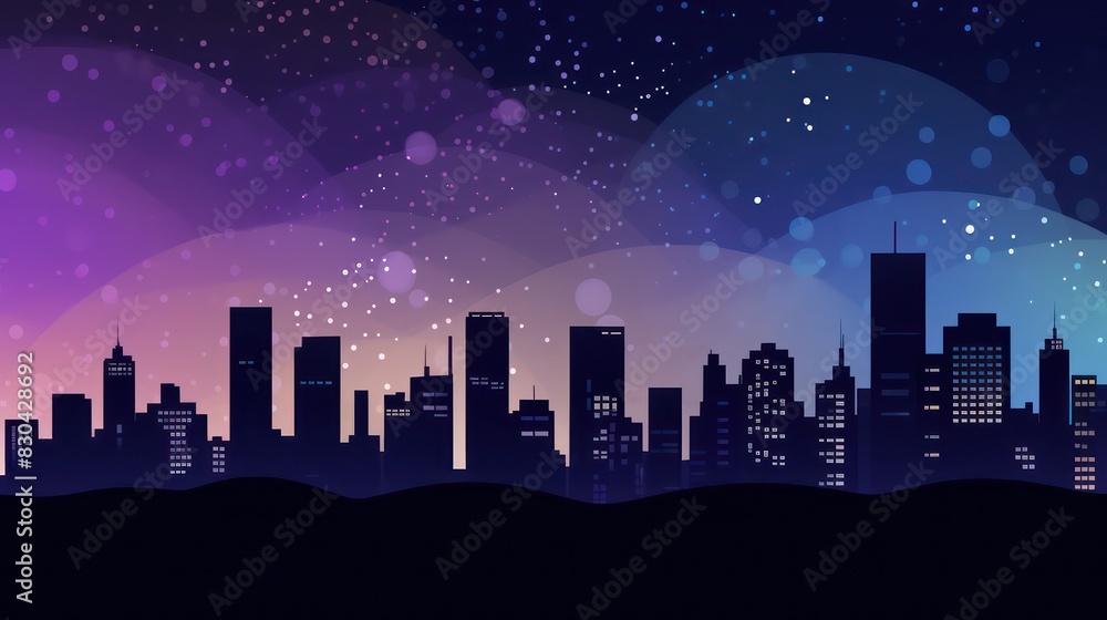 abstract illustration of a city skyline silhouette with a starry sky and a gradient background abstract illustration of a city skyline silhouette with a starry sky and a gradient background