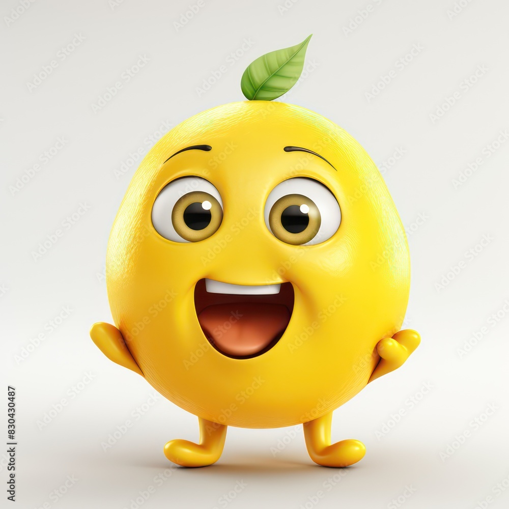happy lemon illustration character isolated on a light background happy lemon illustration character isolated on a light background