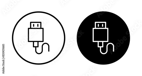 Usb icon vector isolated on white background. Flash disk icon vector