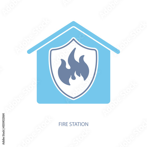 fire station concept line icon. Simple element illustration. fire station concept outline symbol design.