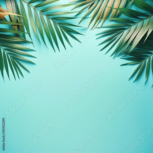 Wallpaper Mural Plain beach themed background with typical coconut tree leaf elements. wallpaper, poster, template. tropical Torontodigital.ca