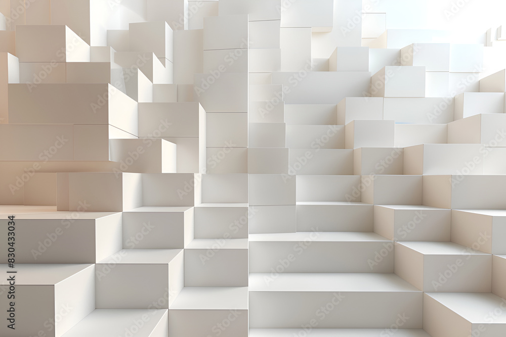 Geometric cubes in a repeating pattern create a modern 3D illustration Geometric cubes in a repeating pattern create a modern 3D illustration