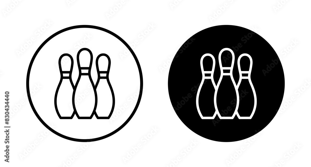 Fototapeta premium Bowling game Pin Icon vector isolated on white background. Bowling icon, ball and pin