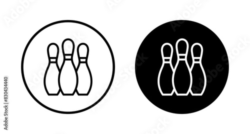 Bowling game Pin Icon vector isolated on white background. Bowling icon, ball and pin