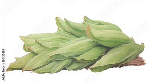 Fresh okra isolated on white background, watercolor illustration. Okra is a flowering plant in the mallow family. photo
