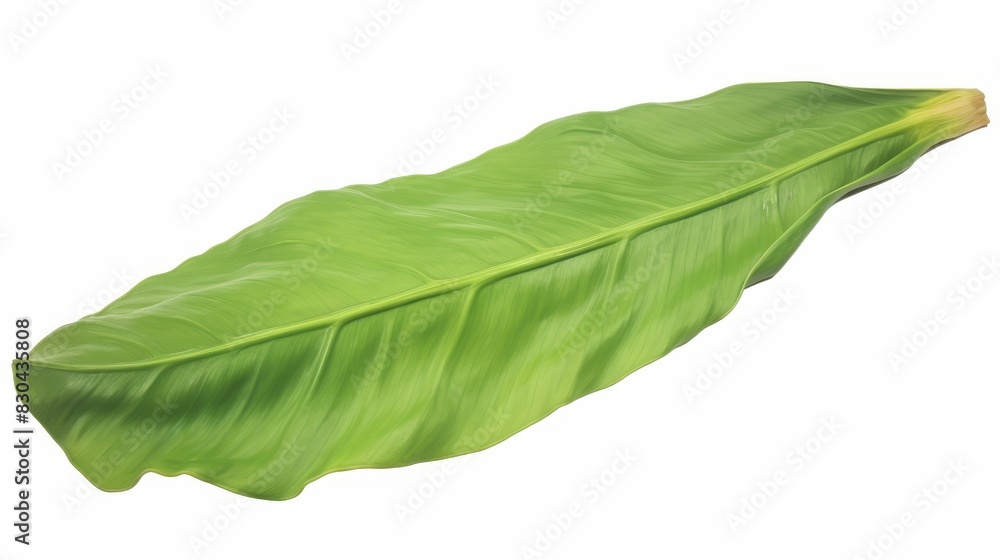 Obraz premium Large green leaf on a white background.