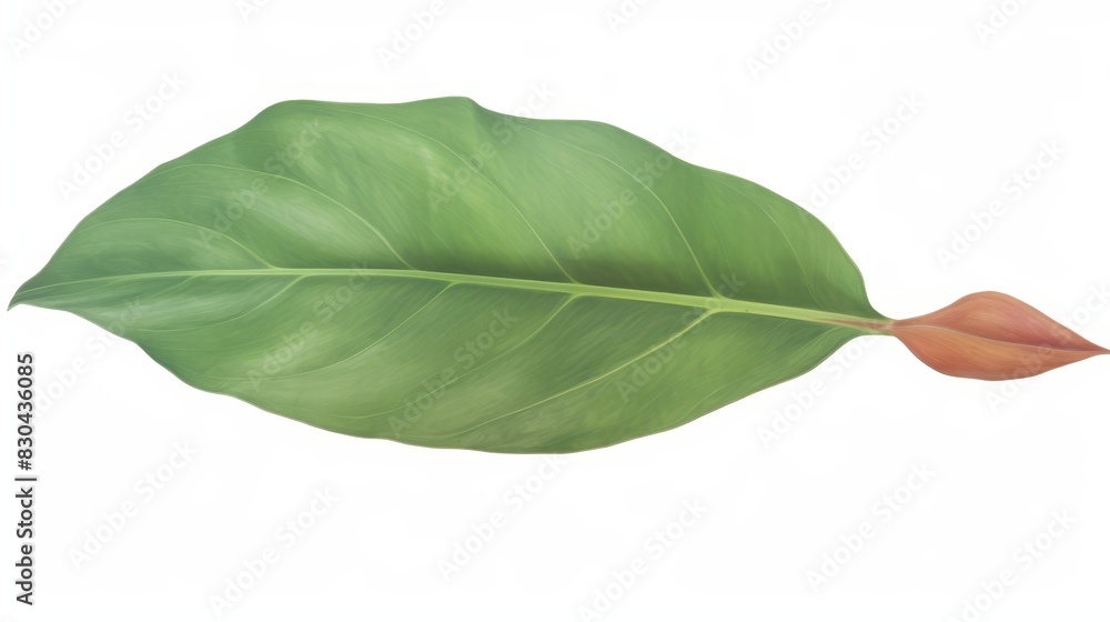 Obraz premium This leaf have dark green color, smooth edges and glossy surface. It is a leaf of a tropical plant.